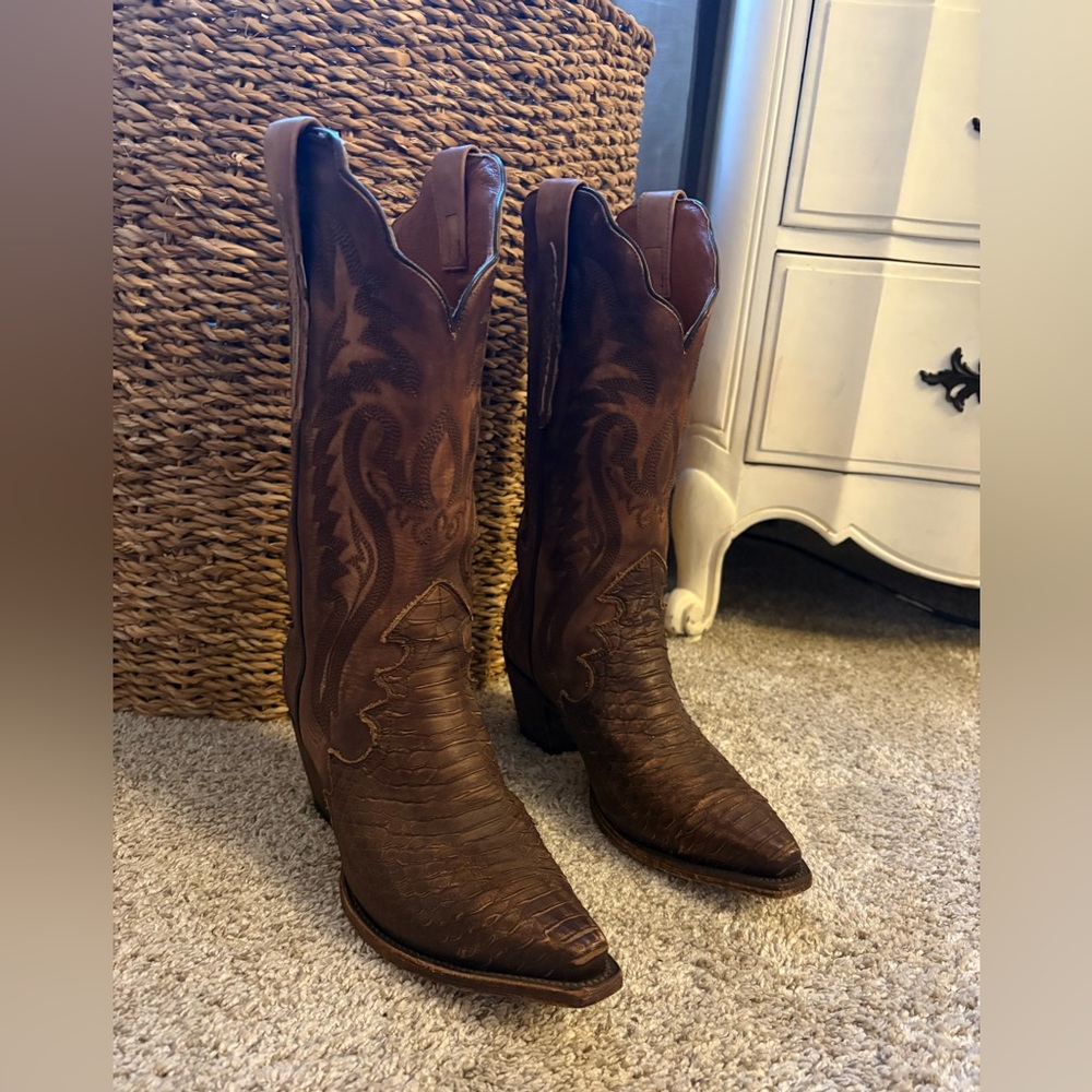 Dan Post Rattle Snake Dark Brown Western Boots